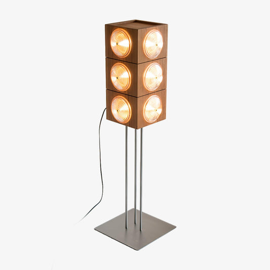Cinematic Lightbox Camera Floor Lamp L 14.2″ x W 14.2″ x H 59″ / L 36cm x W 36cm x H 150cm / Cherry Wood Color &