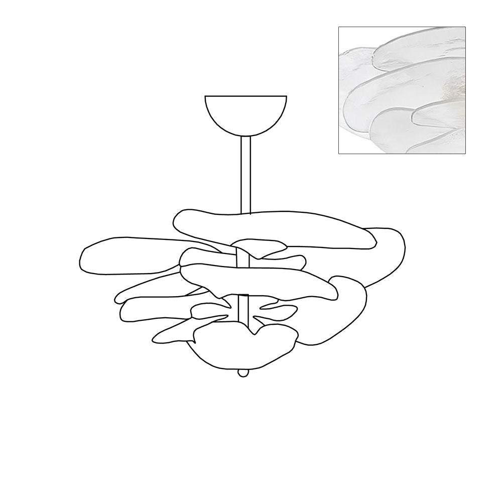 Petals Gold Murano Chandelier 8-lights ∅ 21.6″ x H 8.6″ / Clear & Gold 1001 Chandelier