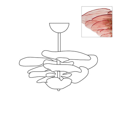 Petals Gold Murano Chandelier 8-lights ∅ 21.6″ x H 8.6″ / Pink & Gold 1001 Chandelier