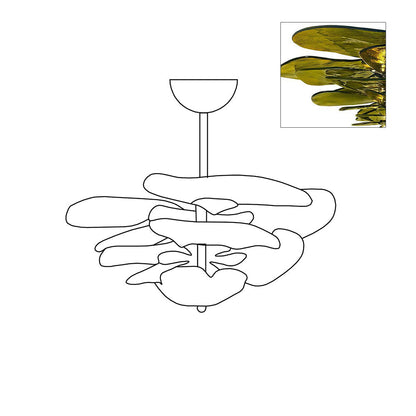 Petals Gold Murano Chandelier 8-lights ∅ 21.6″ x H 8.6″ / Green & Gold 1001 Chandelier