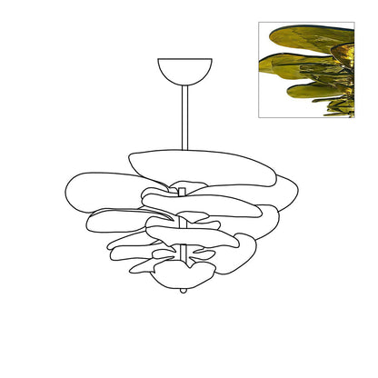 Petals Gold Murano Chandelier 12-lights ∅ 26.3″ x H 11.4″ / Green & Gold 1001 Chandelier