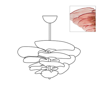 Petals Gold Murano Chandelier 12-lights ∅ 26.3″ x H 11.4″ / Pink & Gold 1001 Chandelier