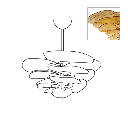 Petals Gold Murano Chandelier 12-lights ∅ 26.3″ x H 11.4″ / Amber & Gold 1001 Chandelier