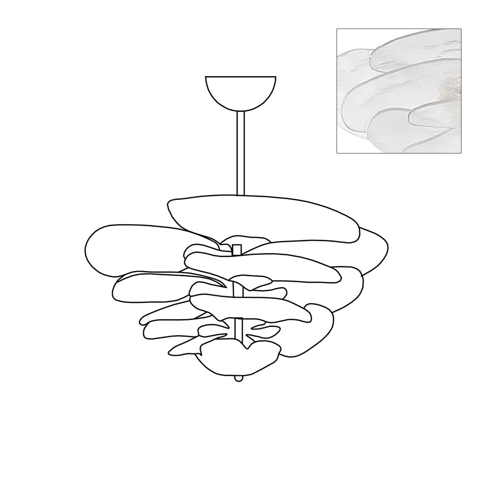 Petals Gold Murano Chandelier 12-lights ∅ 26.3″ x H 11.4″ / Clear & Gold 1001 Chandelier