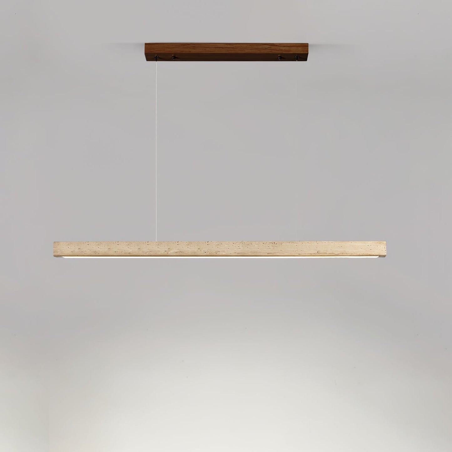 Linear Travertine Pendant Lamp ∅ 31.5″ x H 1.9″ / Walnut Wood & Yellow Travertine / Warm Light 1001 pendant Lamp