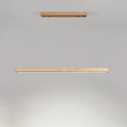 Linear Travertine Pendant Lamp ∅ 31.5″ x H 1.9″ / Wood Color & Yellow Travertine / Warm Light 1001 pendant Lamp