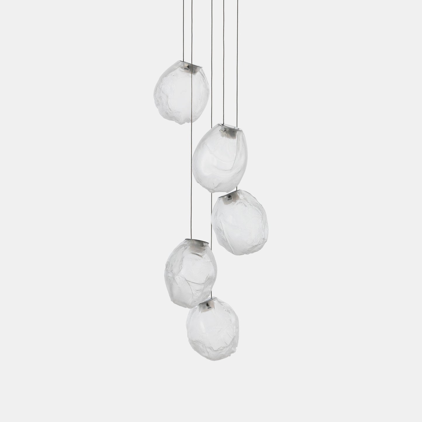 Liquid Glass Stone Pendant Light 5 heads ∅ 7.9″ x H 9.8″ (Single Lamp) / Clear / Warm White Pendant light