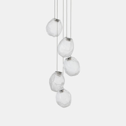 Liquid Glass Stone Pendant Light 5 heads ∅ 7.9″ x H 9.8″ (Single Lamp) / Clear / Warm White Pendant light
