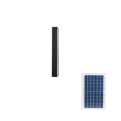 Long Strip Outdoor Sconce Solar Power ∅ 2″ x H 15.7″ / Dia 5cm x H 40cm / Black / Warm Light Wall lamp