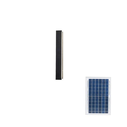 Long Strip Outdoor Sconce Solar Power ∅ 2″ x H 11.8″ / Dia 5cm x H 30cm / Black / Warm Light Wall lamp