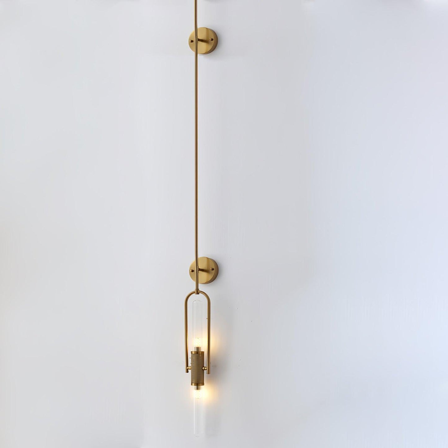Long Arc Glass Wall Lamp ∅ 4.7″ x H 70.1″ / Dia 12cm x H 180cm / Brass & Clear Wall lamp