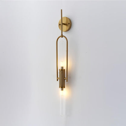 Long Arc Glass Wall Lamp ∅ 4.7″ x H 39.4″ / Dia 12cm x H 100cm / Brass & Clear Wall lamp