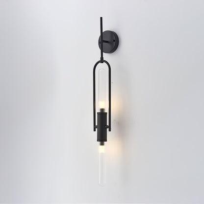 Long Arc Glass Wall Lamp ∅ 4.7″ x H 39.4″ / Dia 12cm x H 100cm / Black & Clear Wall lamp