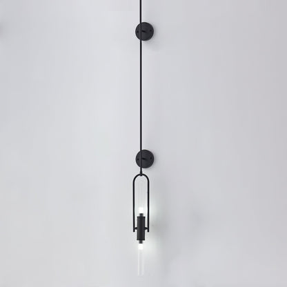 Long Arc Glass Wall Lamp ∅ 4.7″ x H 70.1″ / Dia 12cm x H 180cm / Black & Clear Wall lamp