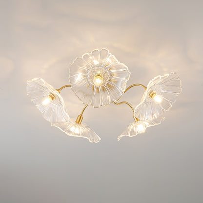 Lotus Leaf Glass Ceiling Lamp