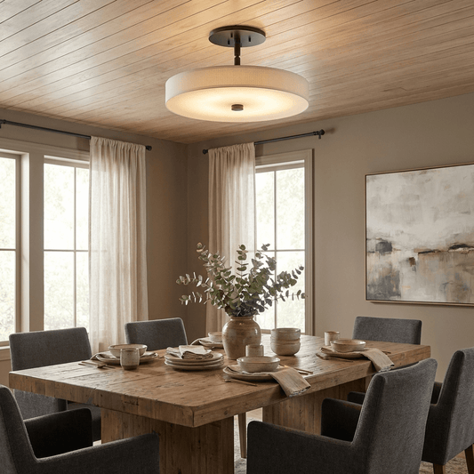 Luma Linen Drum Ceiling Light