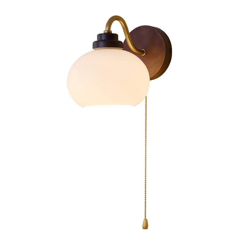 Lumea Crest Wall Lamp Model B ∅ 11.0″ x W 9.8″ x H 8.7″ / Walnut wood color & Gold & White 1001 Wall lamp