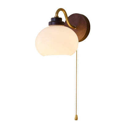 Lumea Crest Wall Lamp Model B ∅ 11.0″ x W 9.8″ x H 8.7″ / Walnut wood color & Gold & White 1001 Wall lamp