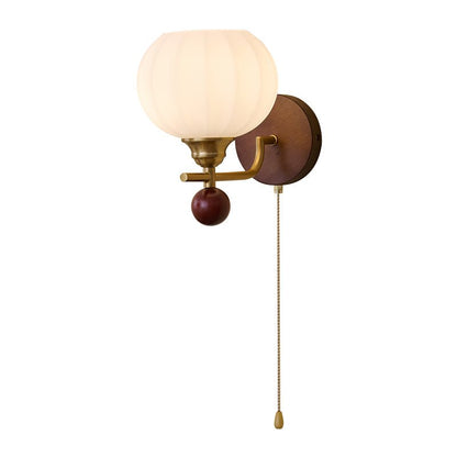 Lumea Crest Wall Lamp Model A ∅ 7.9″ x W 11.4″ x H 11.4″ / Walnut wood color & Gold & White 1001 Wall lamp