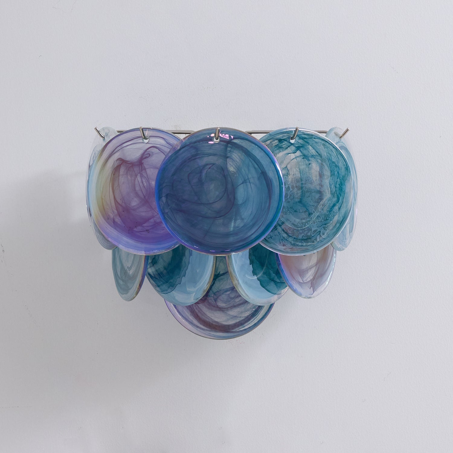 Lunaria Disc Murano Wall Lamp ∅ 13.4″ x W 9.1″ x H 11″ / Blue 1001 Wall lamp