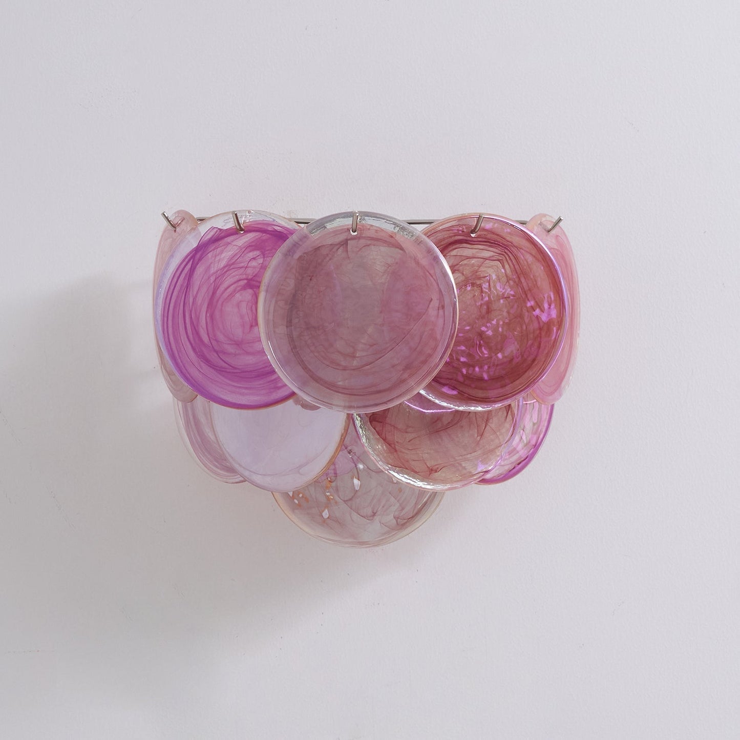 Lunaria Disc Murano Wall Lamp ∅ 13.4″ x W 9.1″ x H 11″ / Pink 1001 Wall lamp