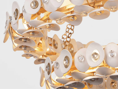 Metropolitan Niu 22-Light Tiered Chandelier in Coconut Shell Gold and White