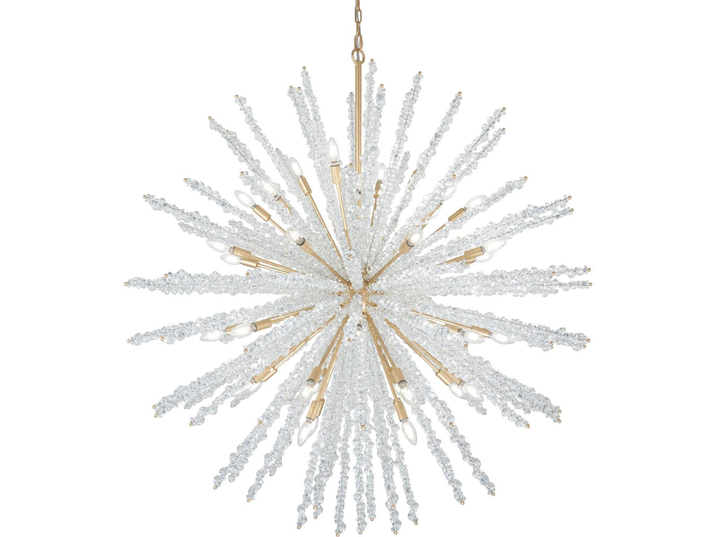 Metropolitan Aisi 40-Light Sputnik Chandelier in Fawn Gold with Clear Sea Glass