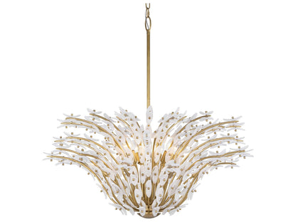 Metropolitan Sorra 14-Light Painted Legacy Brass White Swirl Chandelier