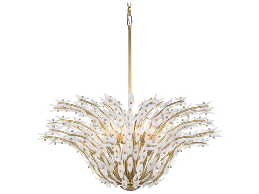 Metropolitan Sorra 14-Light Painted Legacy Brass White Swirl Chandelier