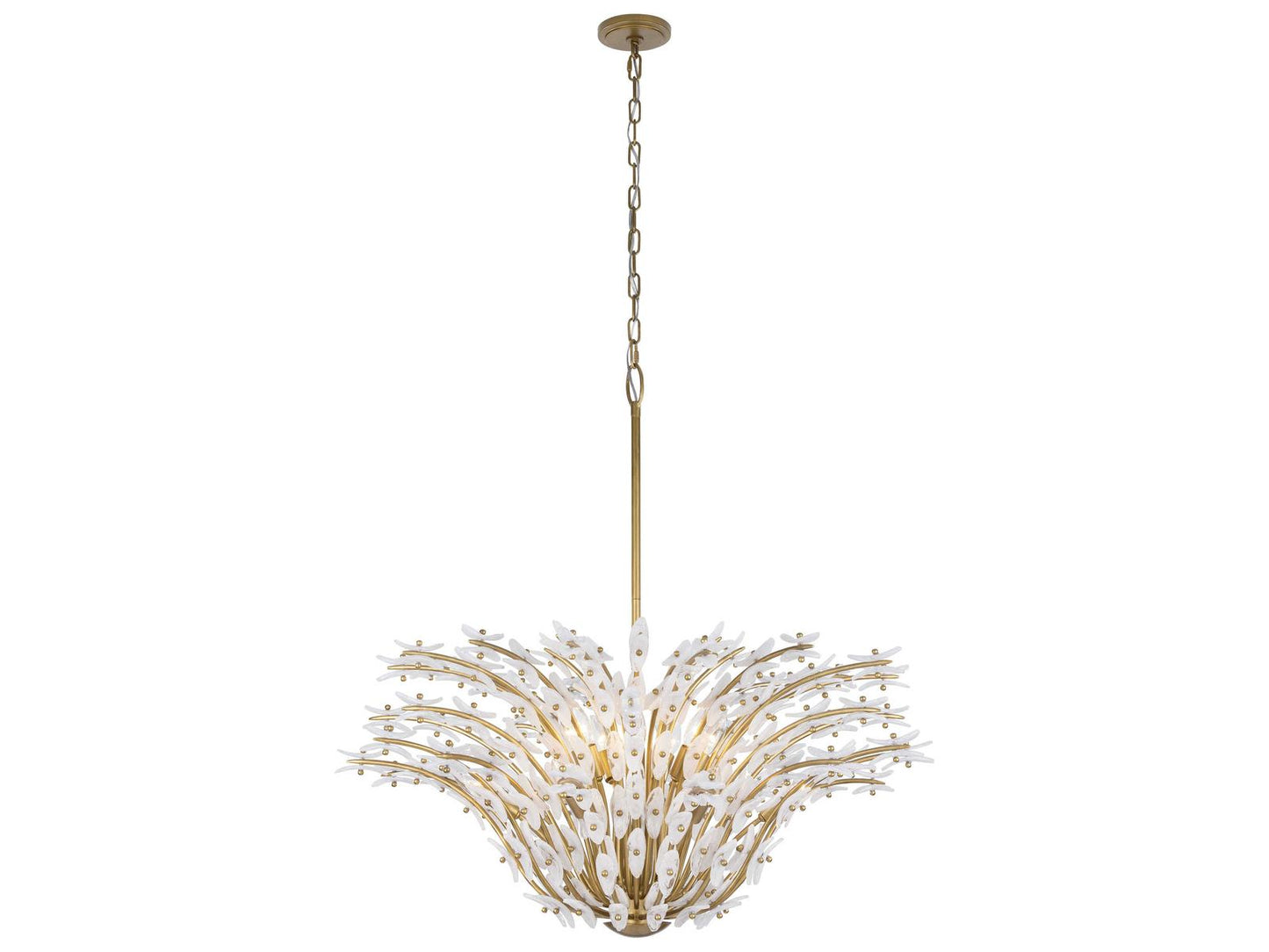 Metropolitan Sorra 14-Light Painted Legacy Brass White Swirl Chandelier