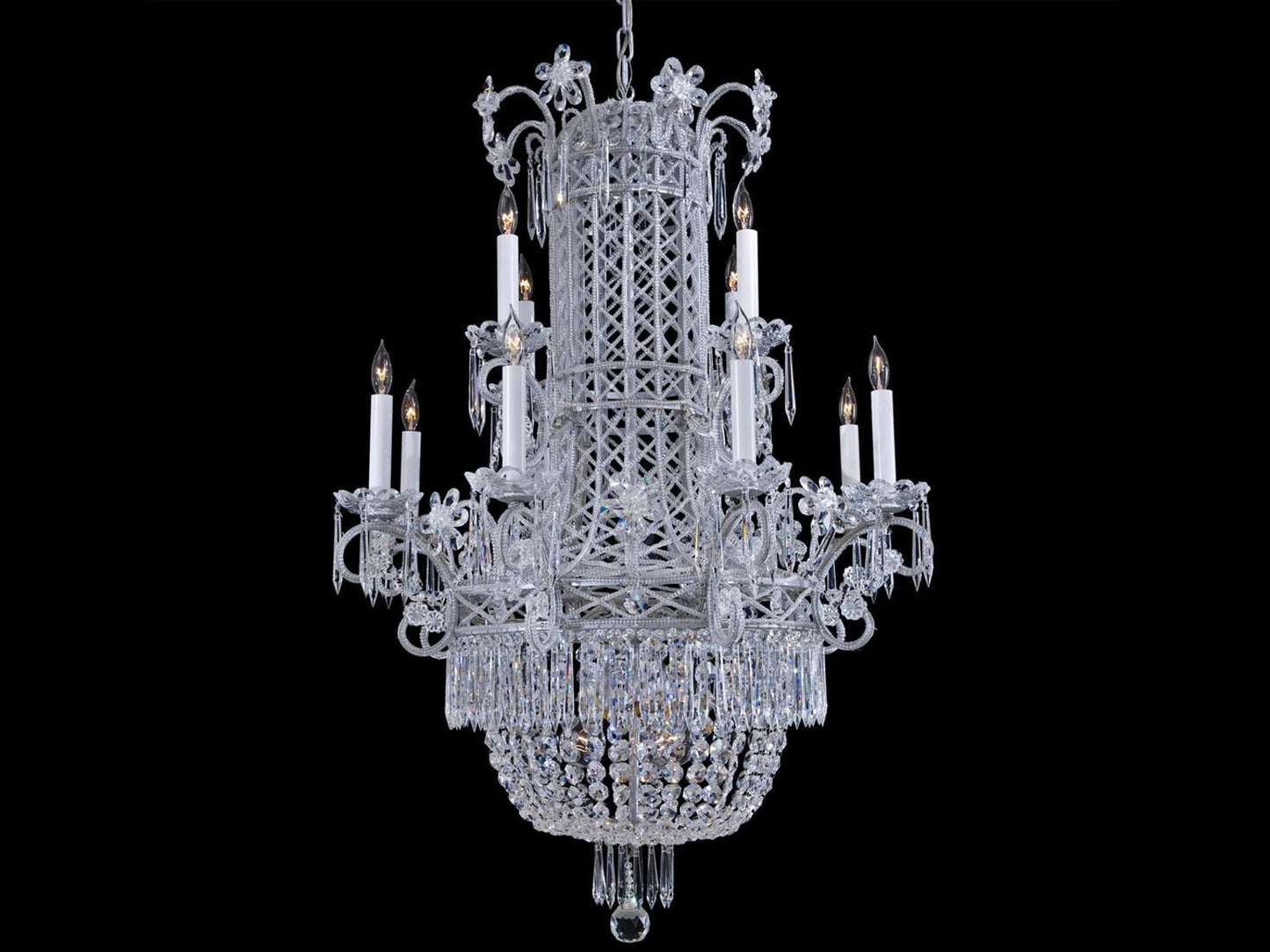 Metropolitan Vintage 12-Light Crystal Chandelier in Silver Painted Finish