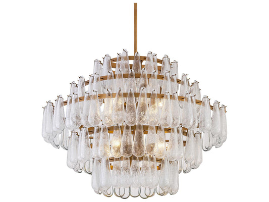 Minka Lavery Vionne 8-Light Legacy Brass Clear Dimpled Tiered Chandelier
