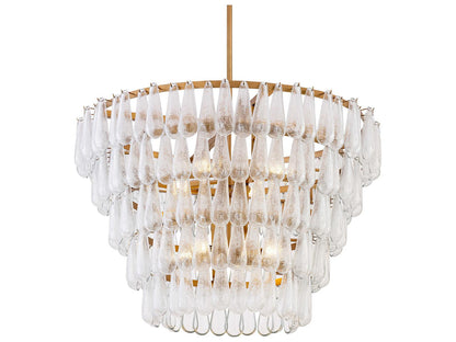 Minka Lavery Vionne 8-Light Legacy Brass Clear Dimpled Tiered Chandelier