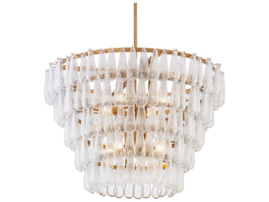 Minka Lavery Vionne 8-Light Legacy Brass Clear Dimpled Tiered Chandelier