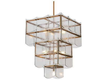 Minka Lavery Kiori 9-Light Legacy Brass Textured Clear Tiered Chandelier