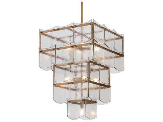 Minka Lavery Kiori 9-Light Legacy Brass Textured Clear Tiered Chandelier