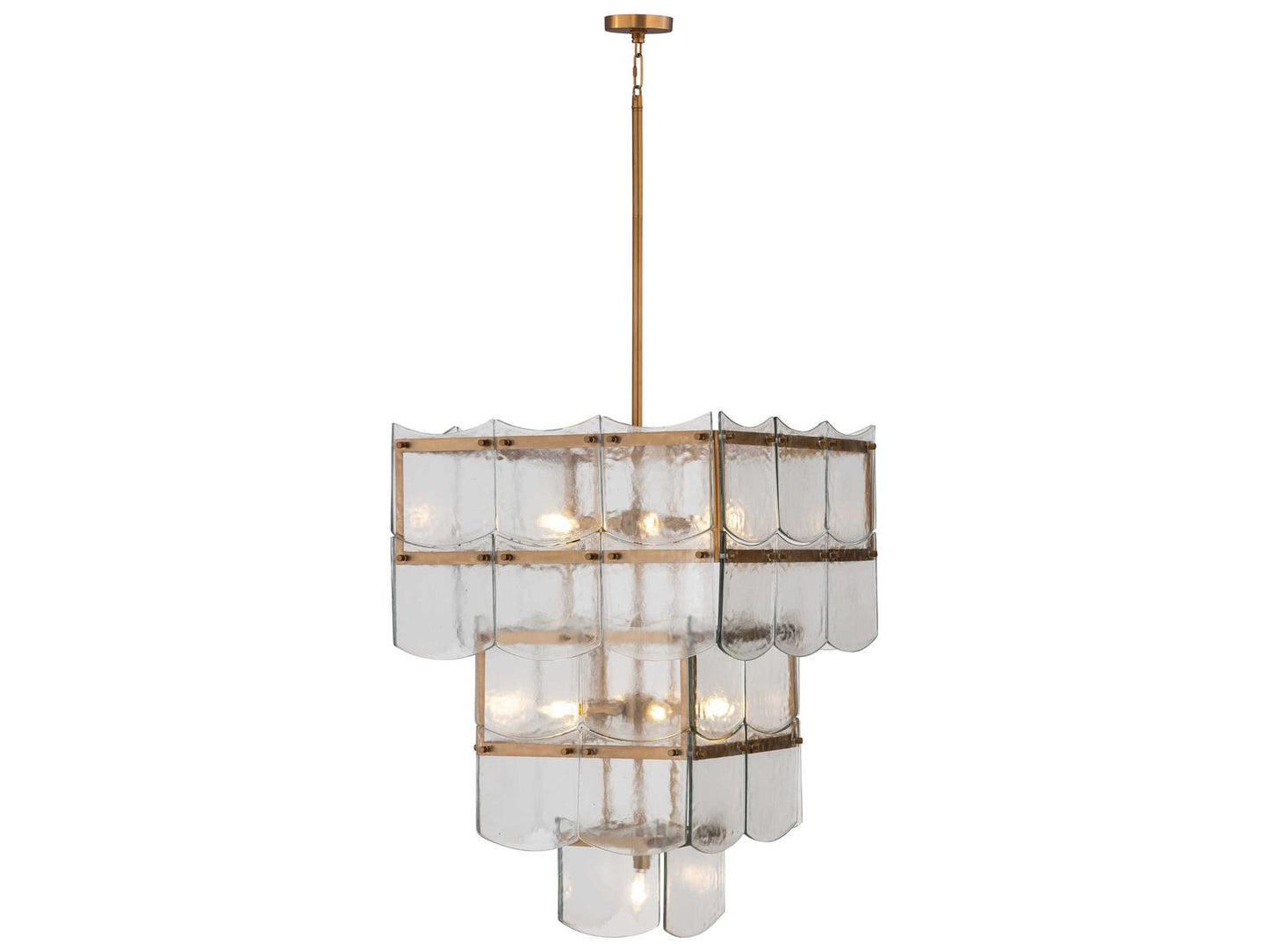 Minka Lavery Kiori 9-Light Legacy Brass Textured Clear Tiered Chandelier
