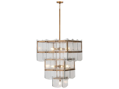 Minka Lavery Kiori 9-Light Legacy Brass Textured Clear Tiered Chandelier