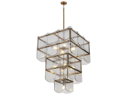 Minka Lavery Kiori 9-Light Legacy Brass Textured Clear Tiered Chandelier