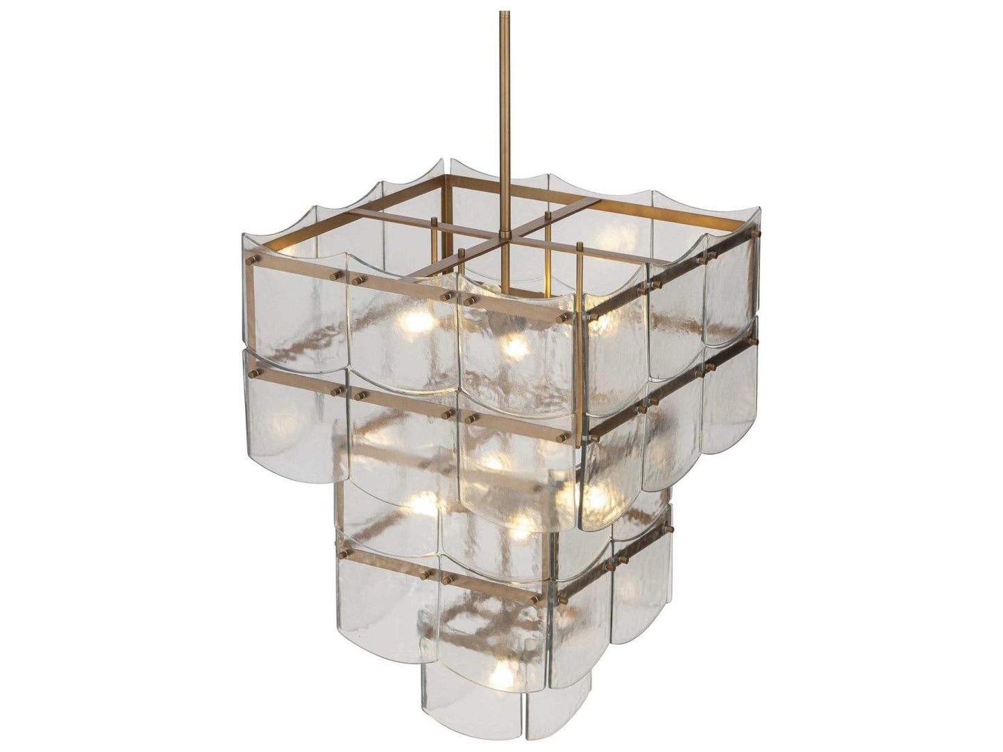 Minka Lavery Kiori 9-Light Legacy Brass Textured Clear Tiered Chandelier