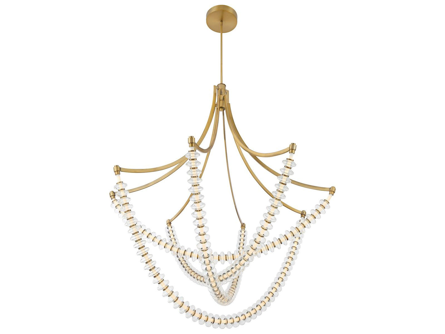 Minka Lavery Pearl LED Tiered Chandelier in Legacy Brass with Clear Glass