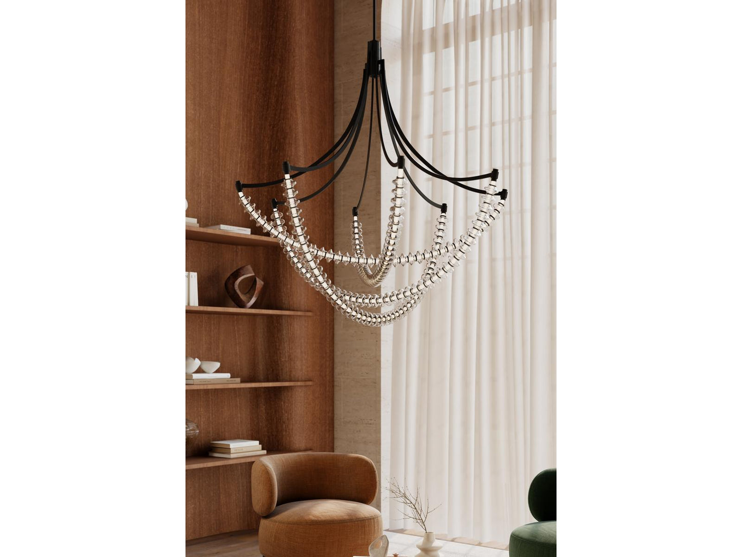 Minka Lavery Pearl 4-Light Linear LED Chandelier in Dark Matte Black
