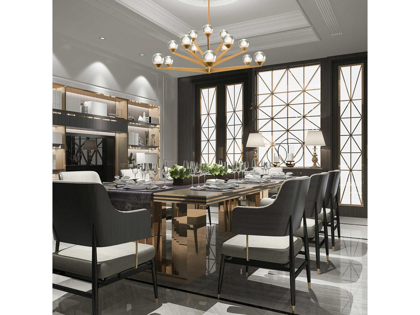 Modern Forms 15-Light Double Bubble LED Chandelier in Aged Brass