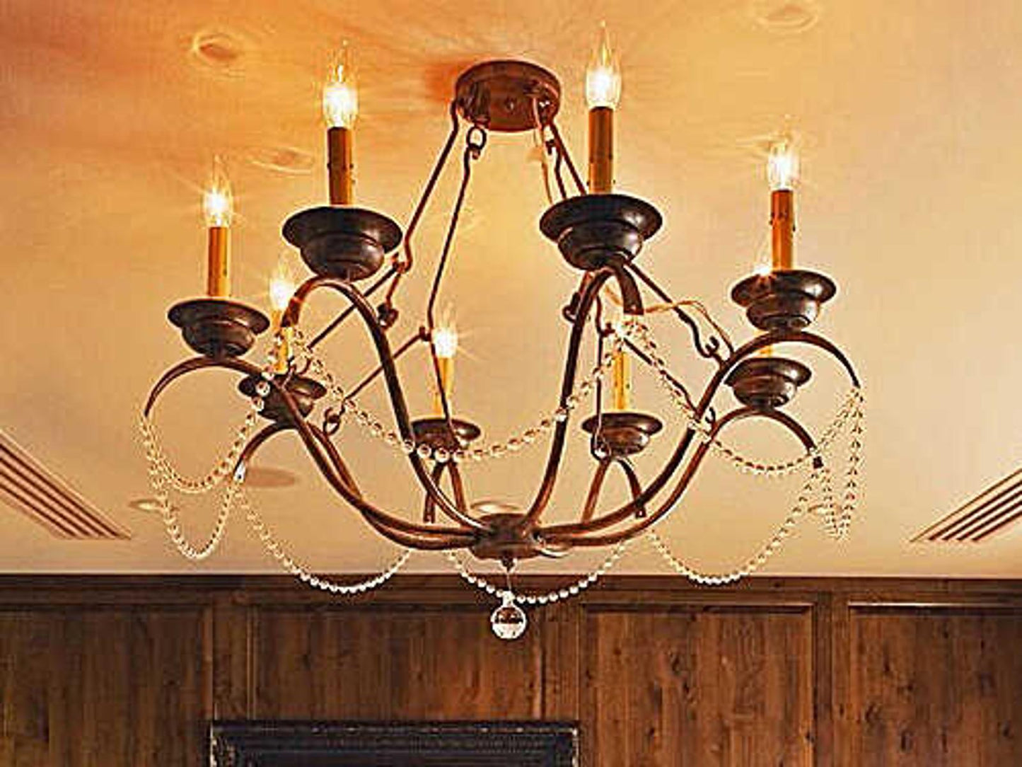 Meyda Jaya 8-Light Crystal Chandelier with Beaded Garland and Orb Accent