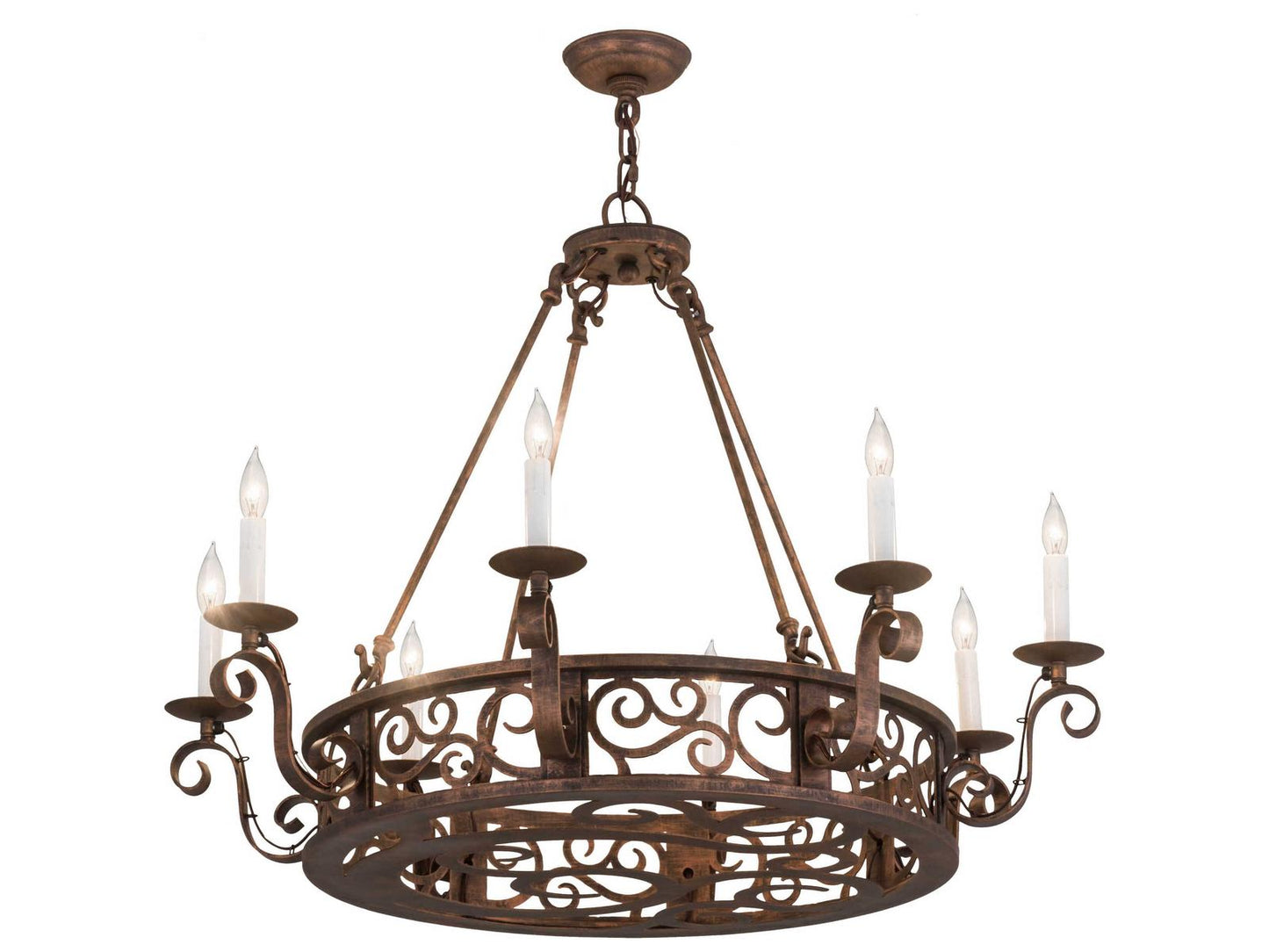 Meyda 8-Light Delano Candelabra Chandelier in Custom Brown