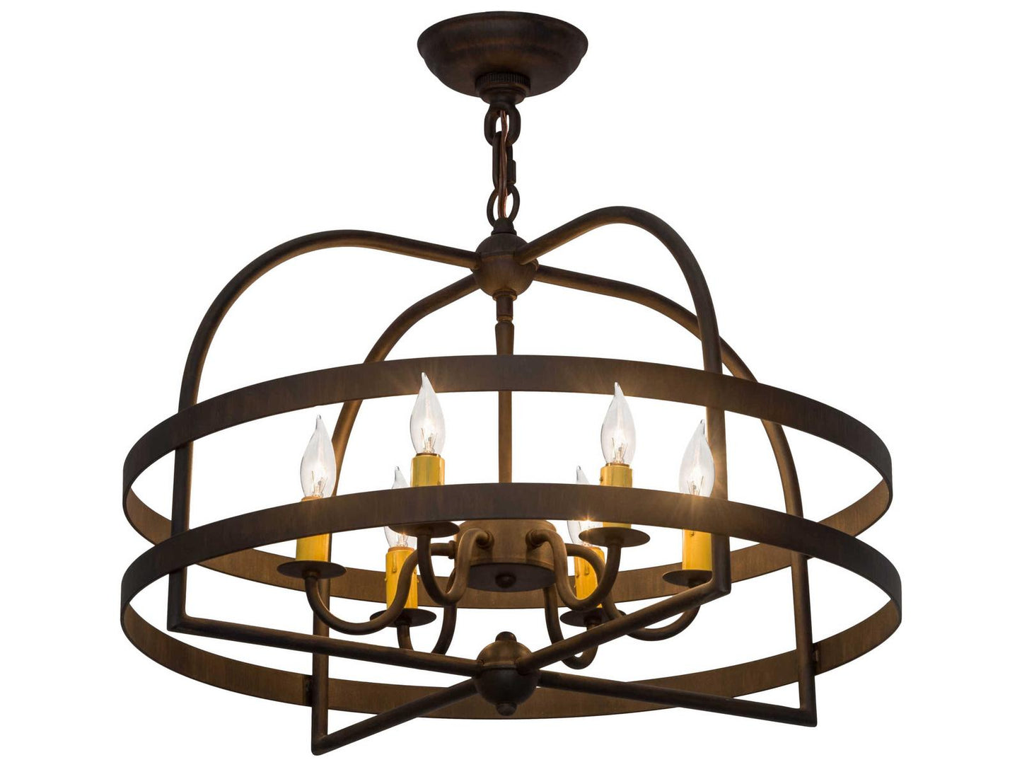 Meyda Aldari 6-Light Ruby Chocolate Brown Candelabra Chandelier