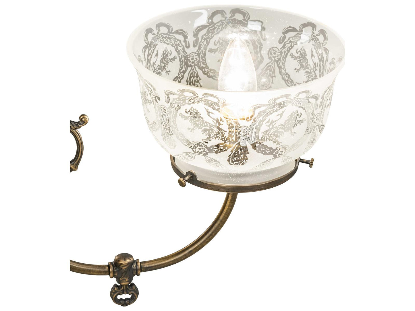 Meyda Revival Gas And Electric 4-Light Antique Brass Chandelier with Glass Bell Shades