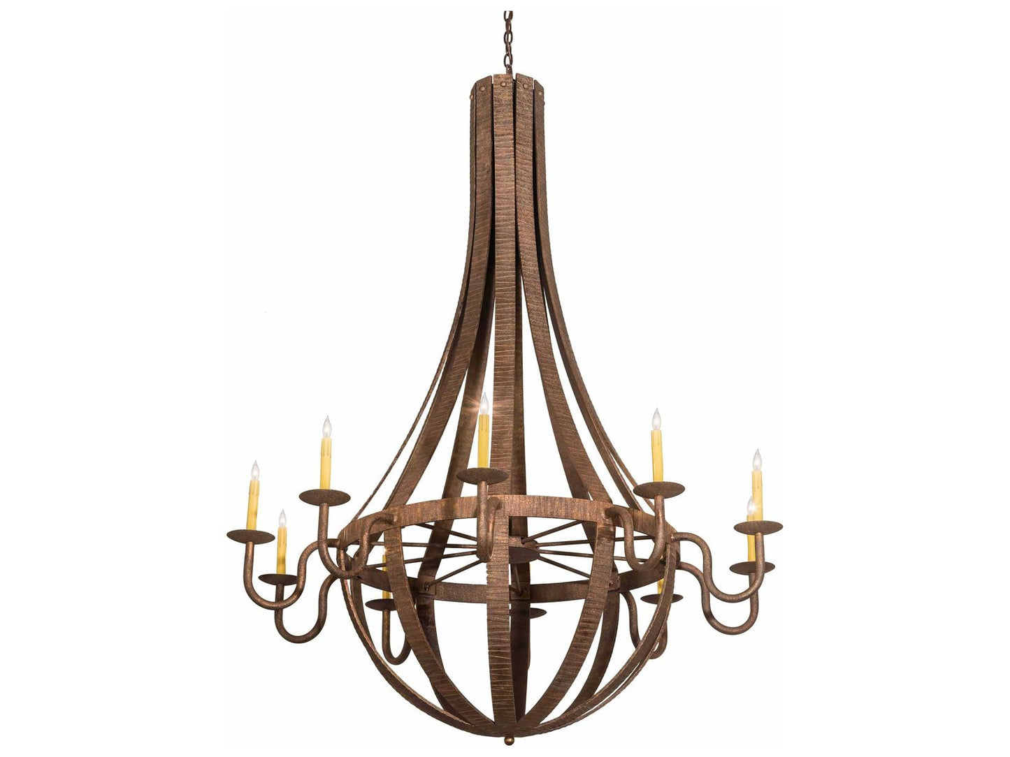 Meyda Barrel Stave 10-Light Chandelier in Chocolate Brown