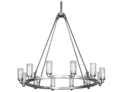 Meyda Loxley Strip 12-Light LED Cylinder Round Chandelier in Sparkle Silver