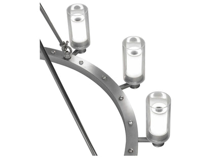Meyda Loxley Strip 12-Light LED Cylinder Round Chandelier in Sparkle Silver
